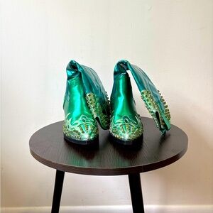 Azalea Wang Bright Green Cowboy Boots Size 8.5 Women